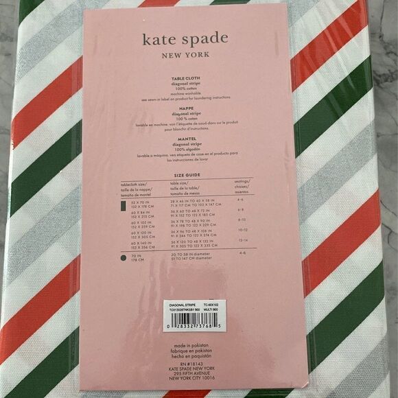 NWT Kate spade diagonal stripe table cloth - Picture 2 of 3